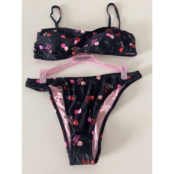 Juicy Couture Other - Juicy Couture Bandeau Cherries Cherry Bikini Set Women’s Sz XL Ruched Bottom NEW